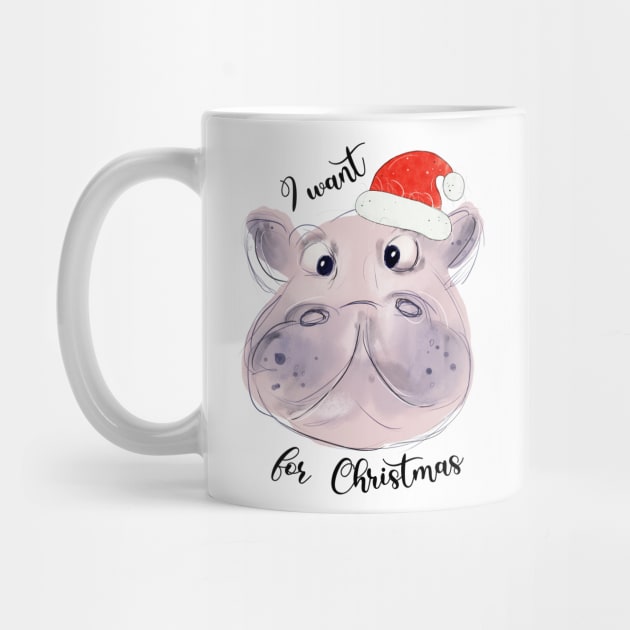 I want a hippopotamus for Christmas by HJstudioDesigns